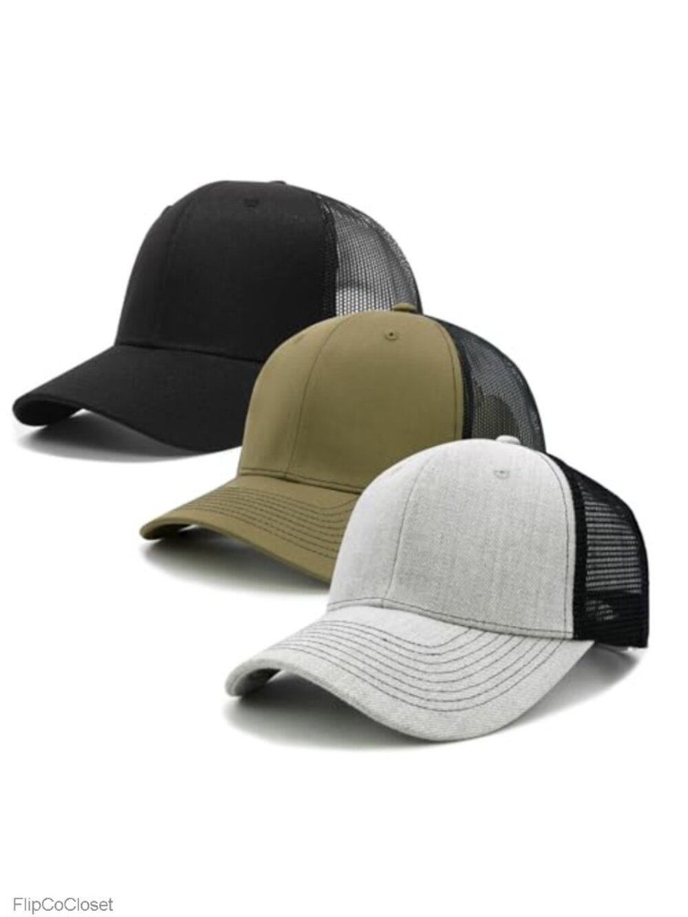 Men's Trucker Hats 3 Pack Structured Mesh Snapback Cotton Polyester Adjustable
